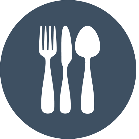 Lunch Icon with fork, spoon, and knife